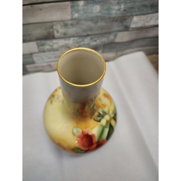 Antique Willets Belleek Hand Painted Floral Vase Morning Glory  Art Nouveau Glam - Picture 11 of 14